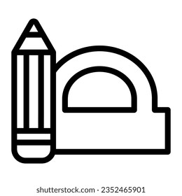 Pencil and protractor line icon, school concept, geometry tools sign on white background, drawing angle instrument icon in outline style mobile concept web design. Vector graphics.