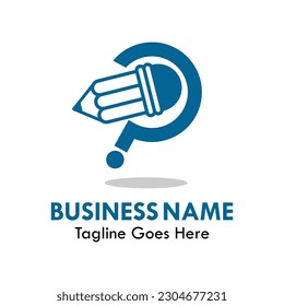 Pencil question logo template illustartion