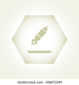 pencil quill on the book, vector illustration