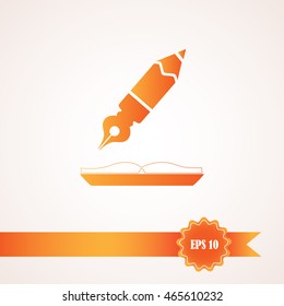 pencil quill on the book, vector illustration