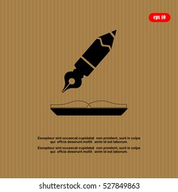 pencil quill on the book, vector illustration