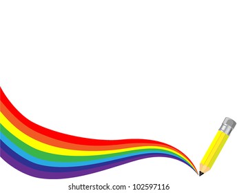 pencil with rainbow