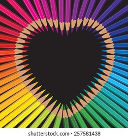 pencil rainbow heart
