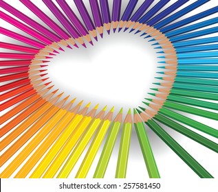 pencil rainbow heart