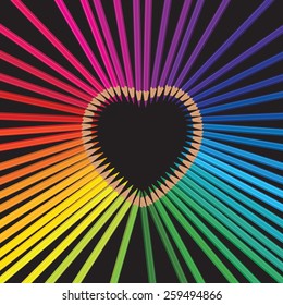 pencil rainbow heart