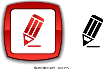 Pencil   realistic button. Vector illustration.