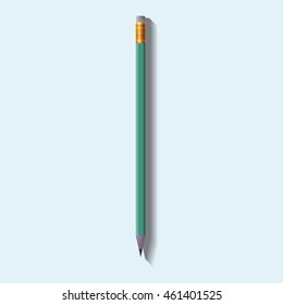 Pencil realistic template. Vector realistic stationery mock up, isolated on blue background.  Vector Image. school and office supplies. 