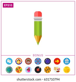 Pencil with Red Eraser Icon