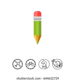 Pencil with Red Eraser Icon