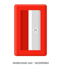 Pencil red sharpener isolated on white background. Cartoon style. Vector illustration for any design.