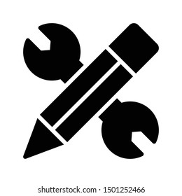 pencil repair glyph flat vector icon