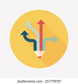 pencil ribbon arrow flat icon with long shadow,eps10