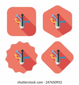 pencil ribbon arrow flat icon with long shadow,eps10