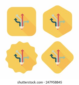 pencil ribbon arrow flat icon with long shadow,eps10