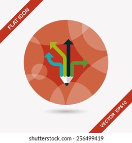 pencil ribbon arrow flat icon with long shadow,eps10