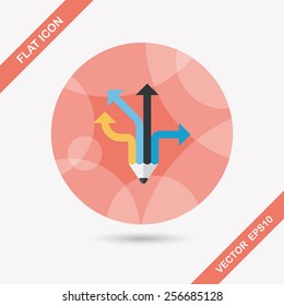 pencil ribbon arrow flat icon with long shadow,eps10