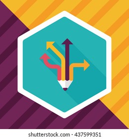 pencil ribbon arrow flat icon with long shadow,eps10