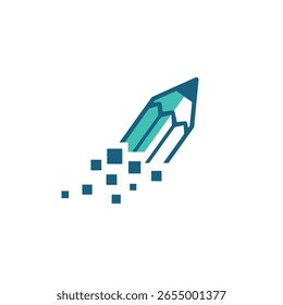 pencil rocket abstract logo modern style