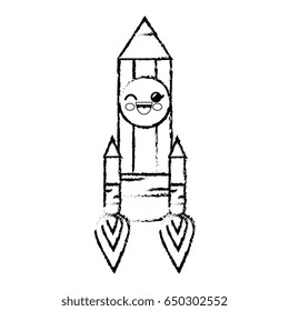 pencil rocket cartoon smiley