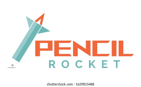 pencil rocket cool vector company logo