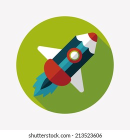 pencil rocket flat icon with long shadow,eps10