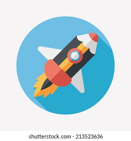 pencil rocket flat icon with long shadow,eps10