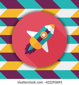 pencil rocket flat icon with long shadow,eps10