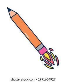pencil rocket icon on background