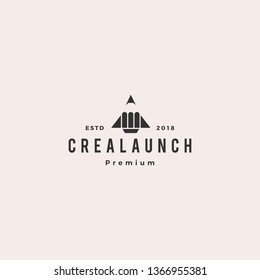 pencil rocket launch logo vector icon illustration