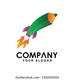 Pencil rocket logo, creative pencil design