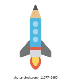 Pencil with rocket showing concept of creative startup or smart education