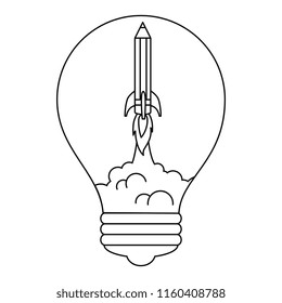pencil rocket start up in bulb
