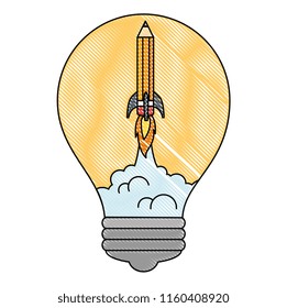 pencil rocket start up in bulb