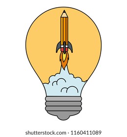 pencil rocket start up in bulb