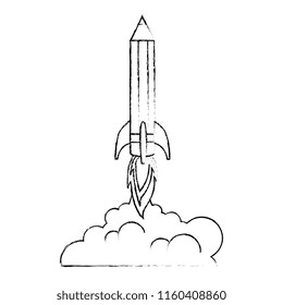 pencil rocket start up with smoke