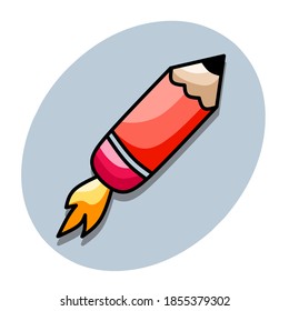pencil rocket vector illustration, little boy toy