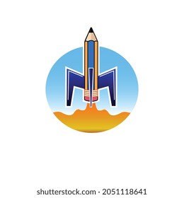 a pencil rocket vector suitable for children's toy logos, book covers etc