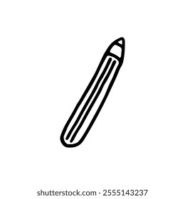 Pencil, rod made of squeaky material. Stationery. Doodle. Vector illustration. Hand drawn. Outline.