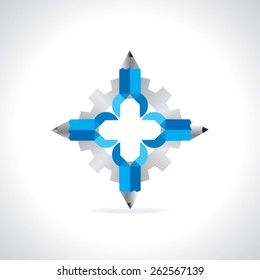 pencil round of gear engineering concept 