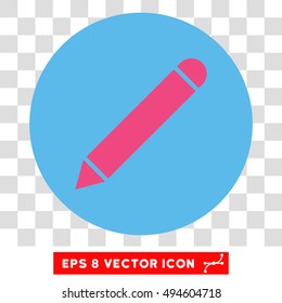 Pencil round icon. Vector EPS illustration style is flat iconic bicolor symbol, pink and blue colors, transparent background.
