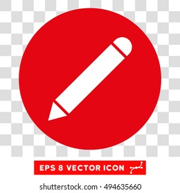 Pencil round icon. Vector EPS illustration style is flat iconic bicolor symbol, white and intensive red colors, transparent background.