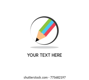 pencil round logo design illustration