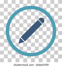 Pencil rounded icon. Vector illustration style is flat iconic bicolor symbol inside a circle, cyan and blue colors, transparent background. Designed for web and software interfaces.