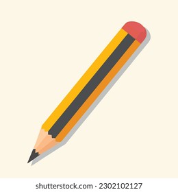 pencil with rubber eraser icon. Pencil flat icon