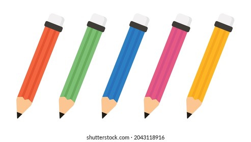 Pencil with rubber eraser icon. Stationery symbol vector illustration.