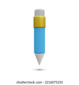 Pencil with Rubber eraser, isolated on White background. Pencil with rubber eraser in modern simple flat design.  Vector illustration