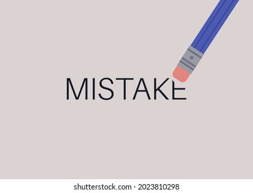 A pencil rubber erasing a mistake, a troubleshooting concept