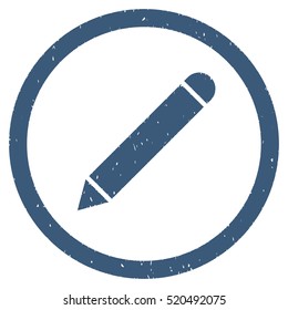 Pencil rubber seal stamp watermark. Icon vector symbol with grunge design and dirty texture. Scratched blue ink sticker on a white background.