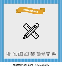 Pencil rule icon vector