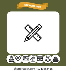 Pencil rule icon vector